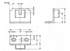 Technische Maßzeichnung einer Flachband-Station mit einer Tragrolle für den ungeformten Materialtransport